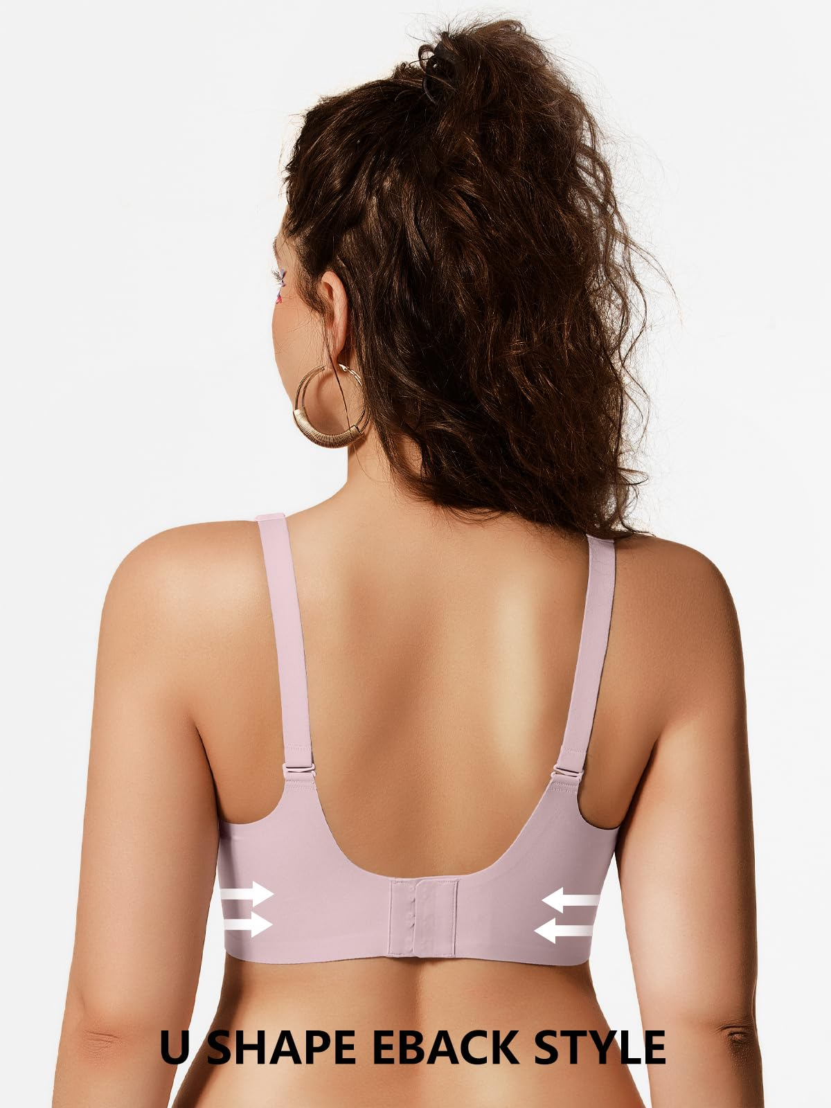 COCOMARTS Jelly Bras for Women No Underwire Scalloped Push Up Wireless Bralettes Seamless Soft Comfort Everyday Tshirt Bra Pink