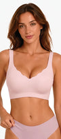 Pink seamless push-up bra with scalloped neckline, no underwire, cropped view