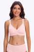 Pink seamless no-underwire V-neck bralette with thin straps