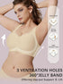 Semolina beige underwire-free t-shirt bralette with V-neck and wide supportive straps