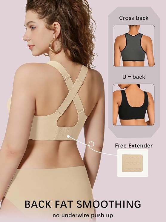 Semolina beige underwire-free bralette with cross-back straps and full-coverage back