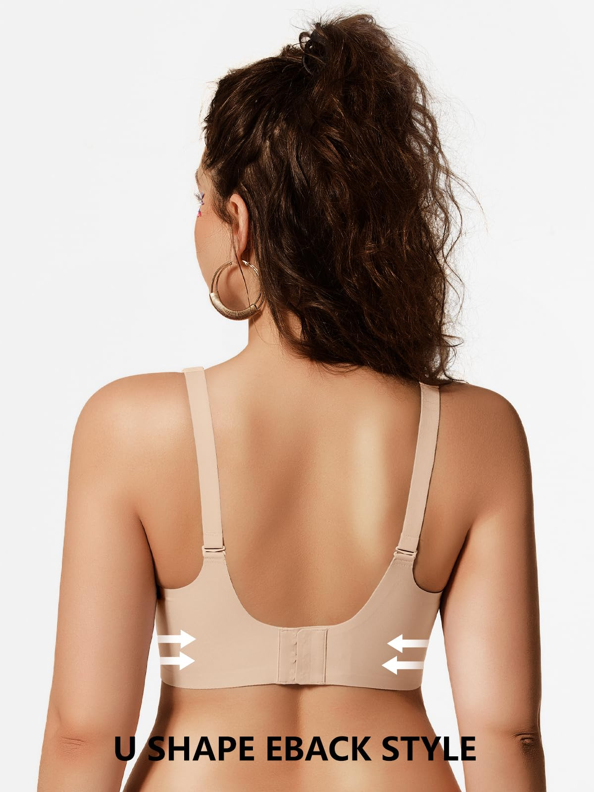 COCOMARTS Jelly Bras for Women No Underwire Scalloped Push Up Wireless Bralettes Seamless Soft Comfort Everyday Tshirt Bra Semolina