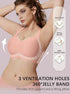 Pink seamless V-neck bralette with wide shoulder straps and dotted trim detail