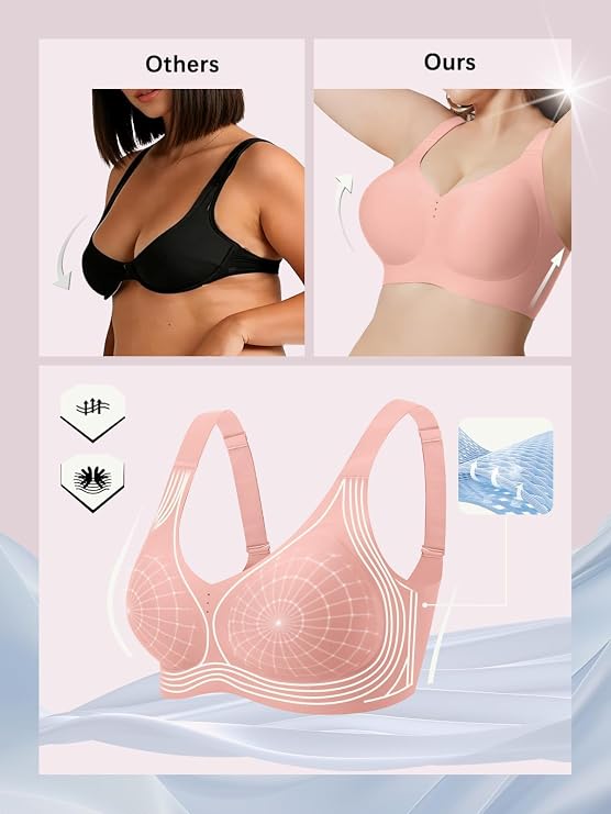 Pink full-coverage bralette with smooth cups and wide adjustable shoulder straps