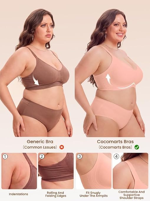 Tea red seamless V-neck bralette with adjustable straps, shown with another color
