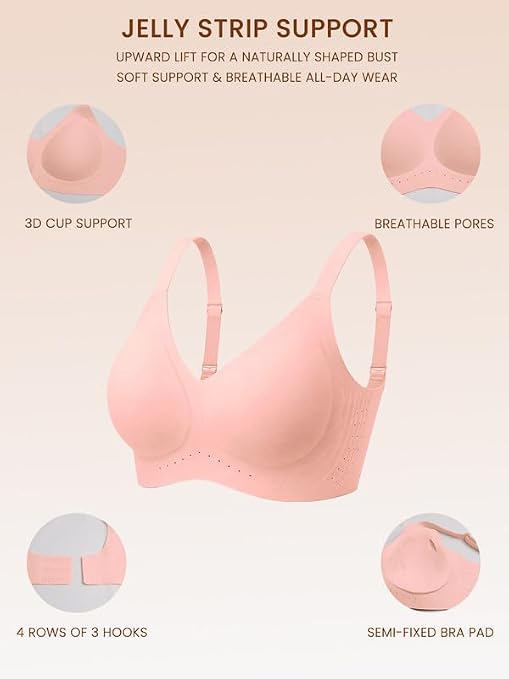 Tea red seamless bralette with breathable pores and hook closure, no underwire