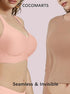 Pink seamless bralette with smooth molded cups and a V-neckline