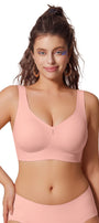 Full-coverage wireless t-shirt bralette, dusty pink, smooth molded cups