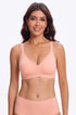Tea red seamless T-shirt bralette with V-neck, no underwire, thin straps.