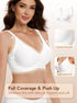 White wireless push-up bra with curved plunge neckline and comfort gel seams