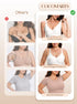 White seamless wireless bra on model, full coverage with smooth, seamless fit