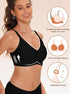 Black seamless bralette with V-neck, underband air holes, and adjustable straps
