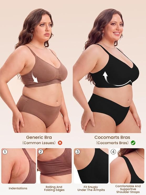 Black seamless bralette with smooth fit and supportive wide underband