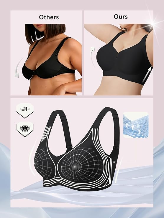 Black bralette with vented band pattern and wide underband