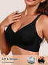 Seamless plunge wireless bra in black with full-coverage cups