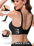 Black seamless push-up bra with scalloped edges and cross-back straps