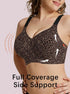 Leopard-print full-coverage bralette with V-neck and side support panels