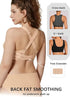 Beige full-coverage bralette with crisscross back straps, back view