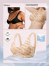 Beige bralette with allover script logo print, wide U-shaped neckline