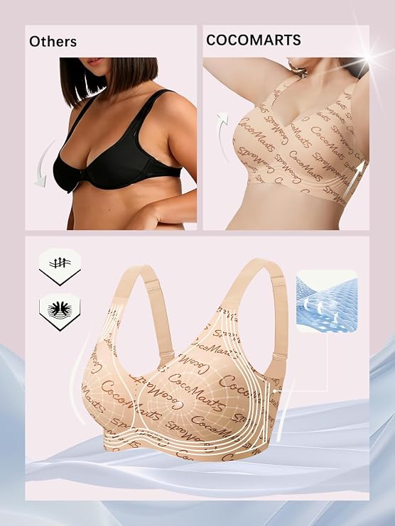 Beige bralette with allover script logo print, wide U-shaped neckline