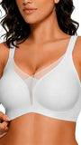 COCOMARTS Jelly Bras for Women No Underwire Push Up Deep V Mesh Comfort T Shirt Bralette Wireless Seamless Everyday Bra White