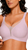 COCOMARTS Jelly Bras for Women No Underwire Push Up Deep V Mesh Comfort T Shirt Bralette Wireless Seamless Everyday Bra Pink