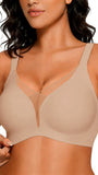 COCOMARTS Jelly Bras for Women No Underwire Push Up Deep V Mesh Comfort T Shirt Bralette Wireless Seamless Everyday Bra Nude