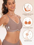 Grey seamless no-underwire T-shirt bralette with adjustable straps and underbust support