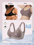 Grey seamless bralette with supportive cups and wide underarm coverage