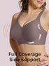 Grey no-underwire bralette with full-coverage side support and smooth cups