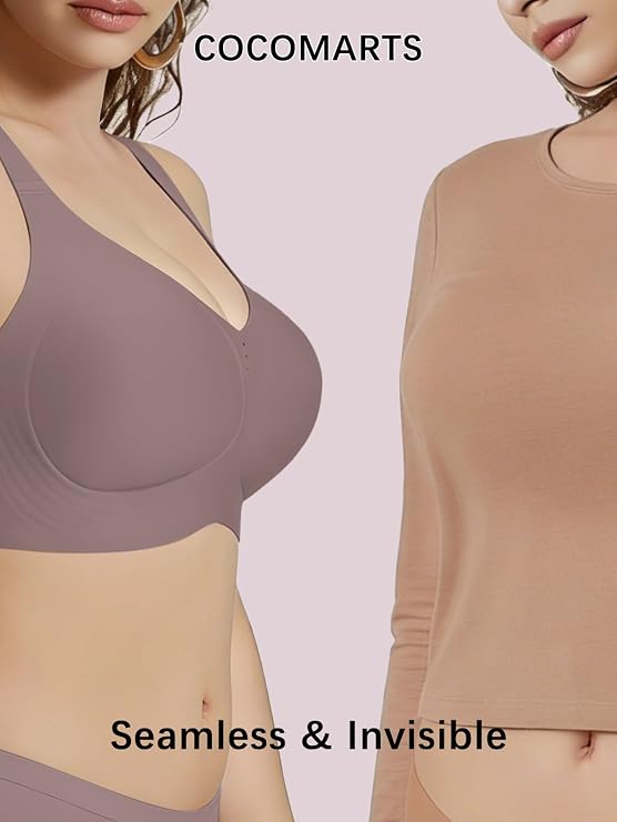 cocomarts seamless bralette in grey with smooth V-neck front