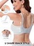 Haze blue seamless push-up bra with U-back and scalloped edges, no underwire.