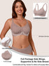 Coffee-brown full-coverage bra with jelly strip design and supportive side wings