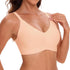 Nude seamless no-underwire T-shirt bralette with smooth V-neck cups