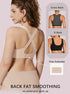 Nude cross-back full-coverage bralette with back smoothing U-shaped neckline.