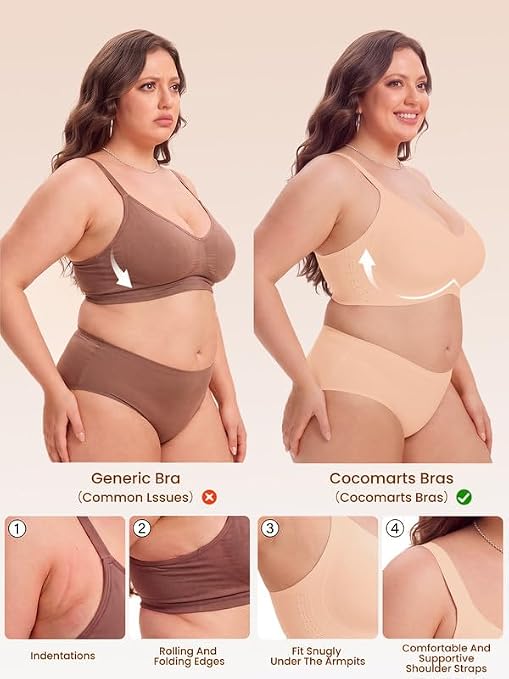 Nude and cocoa seamless bralettes with smooth cups and adjustable straps