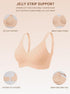 Nude seamless bralette diagram with 3-cup support and hook back fastening