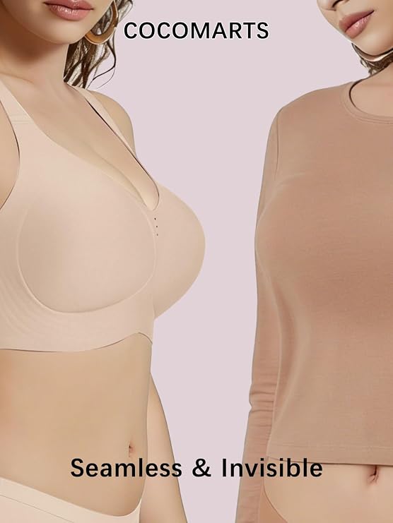 Nude seamless wireless bralette with smooth, invisible look under clothing.