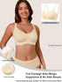 Nude no-underwire full-coverage T-shirt bra with adjustable straps, front view