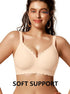 Nude scalloped full-coverage bra with soft support, no underwire, seamless look