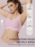 Pink full-coverage bralette with V-neckline and wide shoulder straps