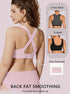 Pink bralette back view with crisscross straps and full-coverage smoothing back panel