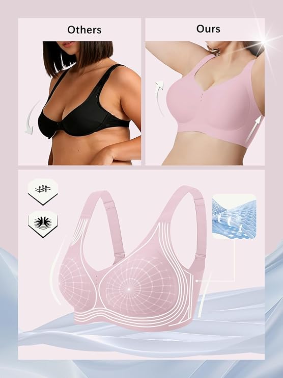 Pink full-coverage bralette with smooth cups and crisscross back straps