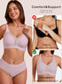 Light pink deep-V mesh bra with no underwire, wire-free push-up support