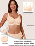 Skin-tone full-coverage t-shirt bra with scoop neckline and adjustable straps