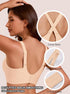 Skin-tone bra back with cross straps and adjustable extender closure