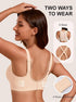 Skin-tone bra back with X-back straps and adjustable hook-and-eye closure