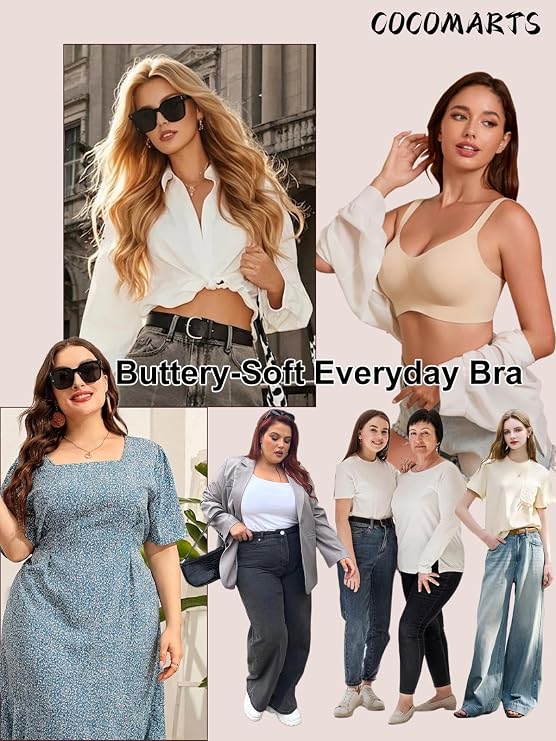 Skin-tone everyday t-shirt bra with smooth scoop neckline and adjustable thin straps
