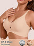 Seamless wireless plunge bra in nude beige with full-coverage V neckline