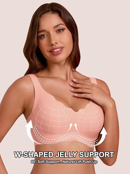 Pink jelly-support bra with lifting, contoured push-up cups